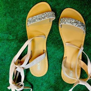 Blush Sparkle flat sandals